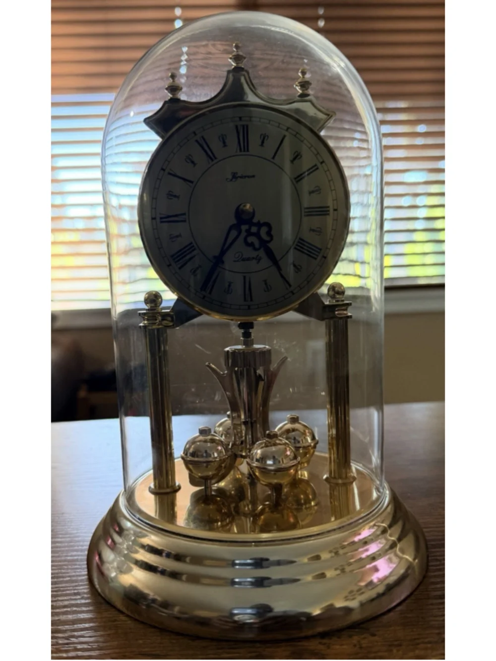 German-made Loricron Quartz Battery Dome Anniversary Clock Floral Face